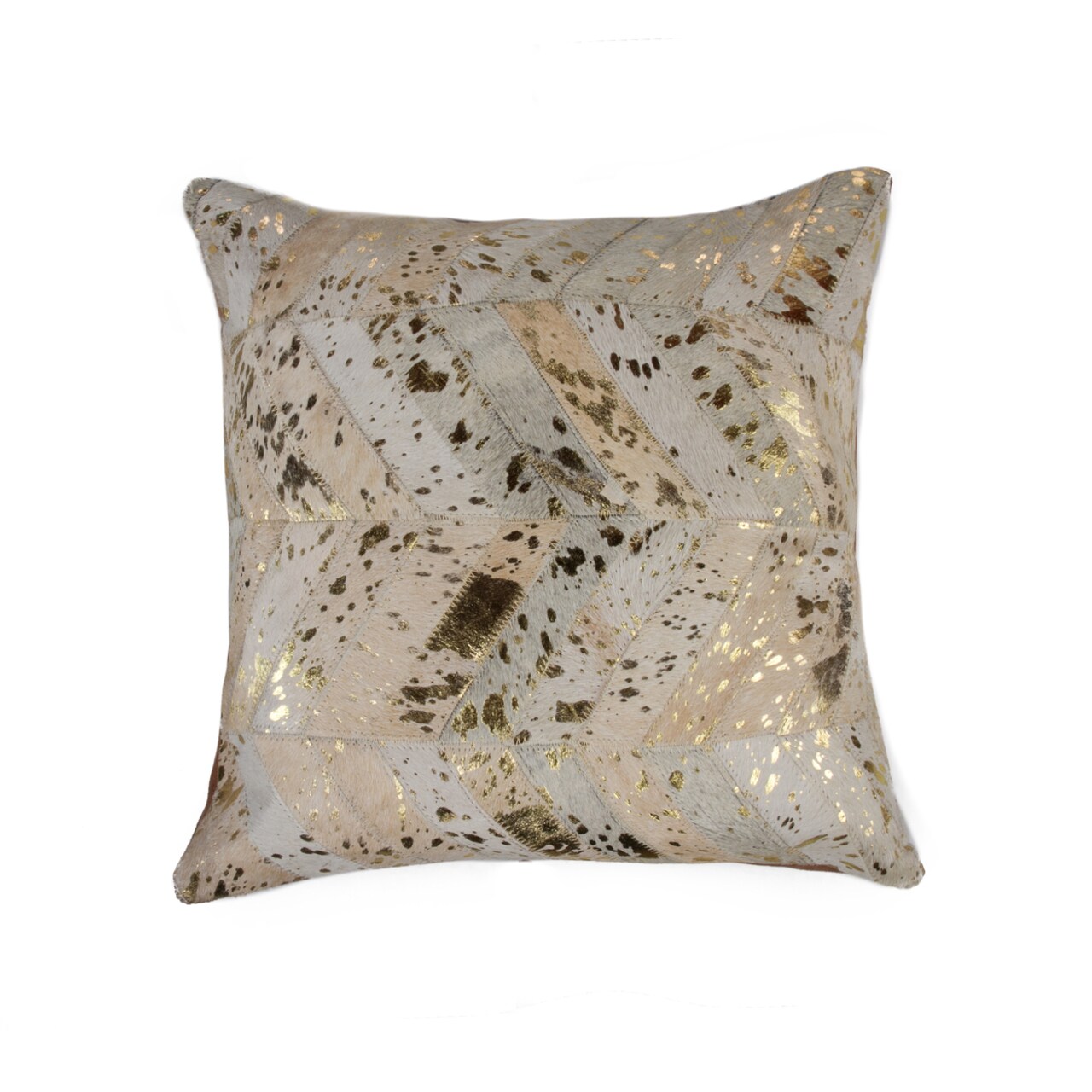 Torino Chevron Cowhide Pillow 18"X18" 100% Indian Leather Natural